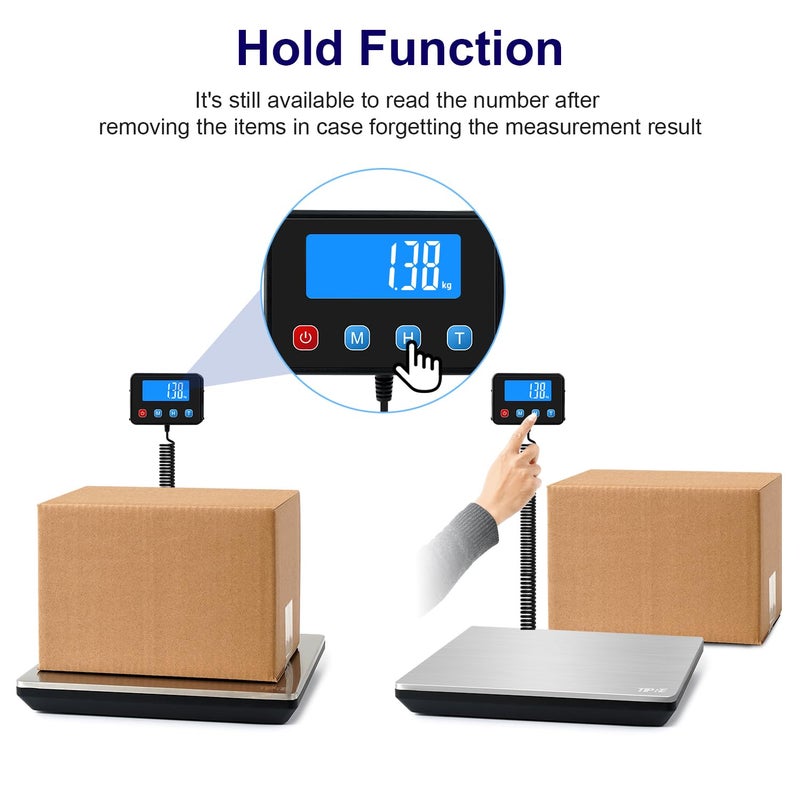 TIPRE Digital Shipping Postal Scale 0.5 oz High Accuracy! 440lb Commercial Weight Scale for Package, Small Business, Mail, Warehouse, Home, Battery & Charging Cable Included - Image 4